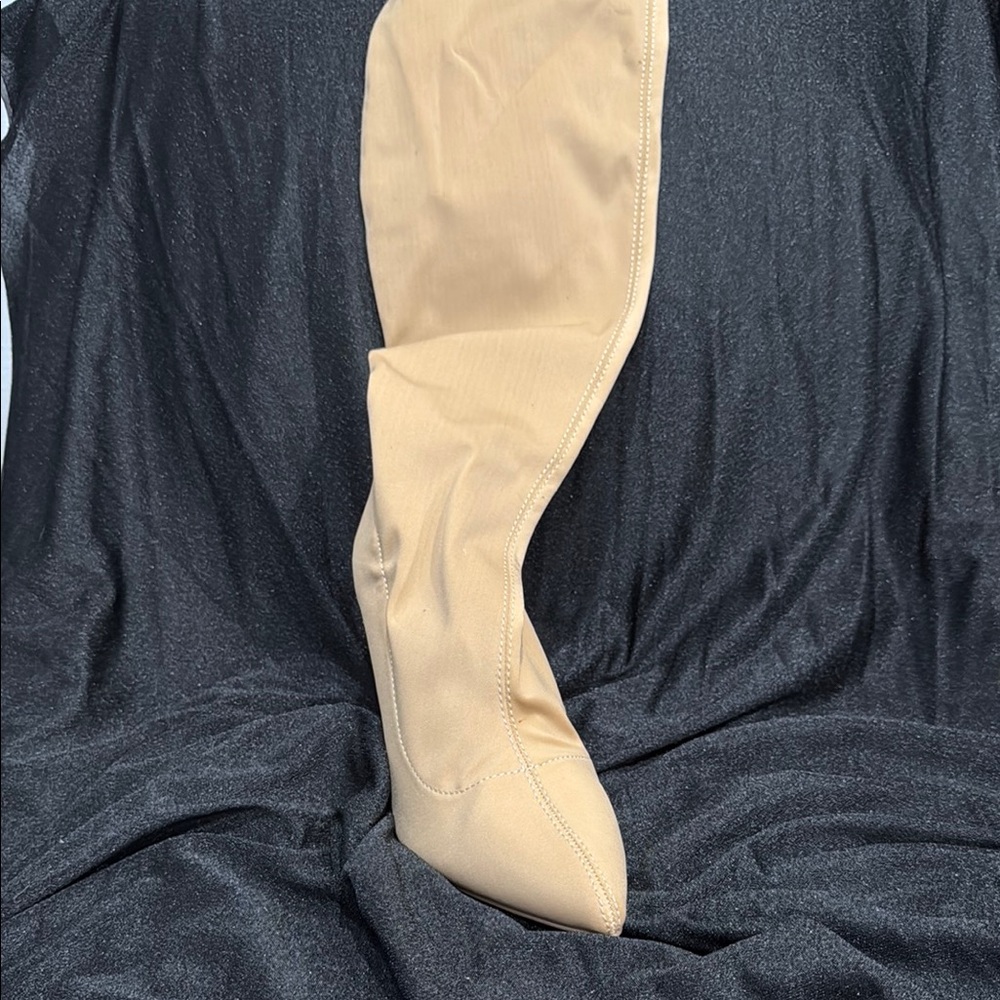 Beige Pointed over the knee Boots